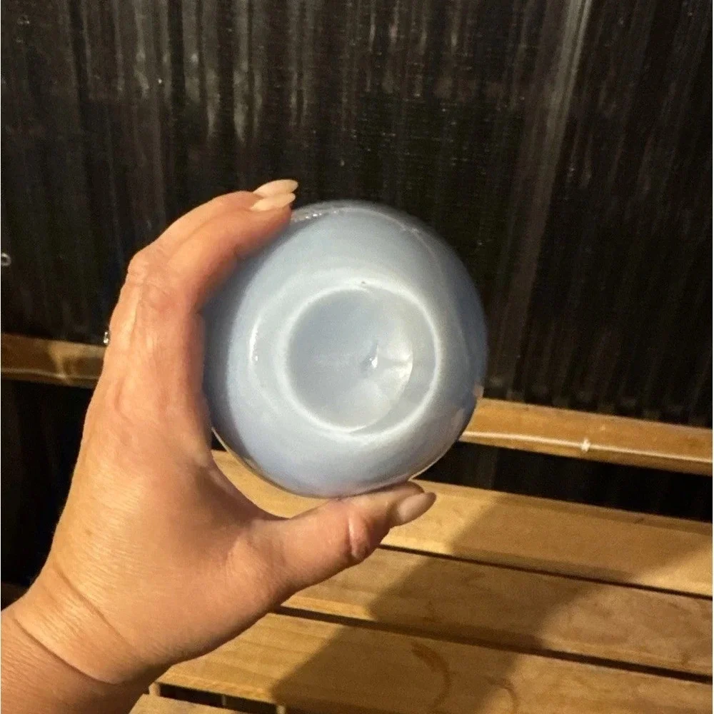 Hand Blown Blue Glass Vase / retro decor / 4